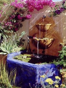 Záhradná fontána a farba na betón